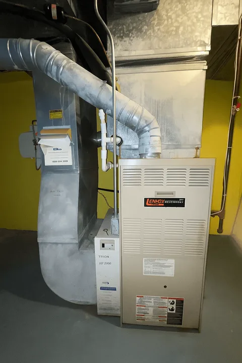 Example: a furnace photographed straight on from a few feet back
