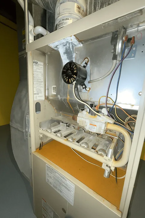 Example: a close-up of the furnace label and control panel